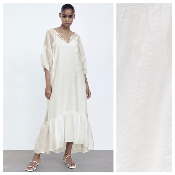 Zara Dresses & Skirts - NWT. Zara Oyster White Semi Sheer Tunic/Midi Dress. Size S.